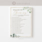 What Did the Groom Say About the Bride Personalized Bridal Shower Game . Greenery PRINTABLE Editable Template Instant Download Templett G2-T