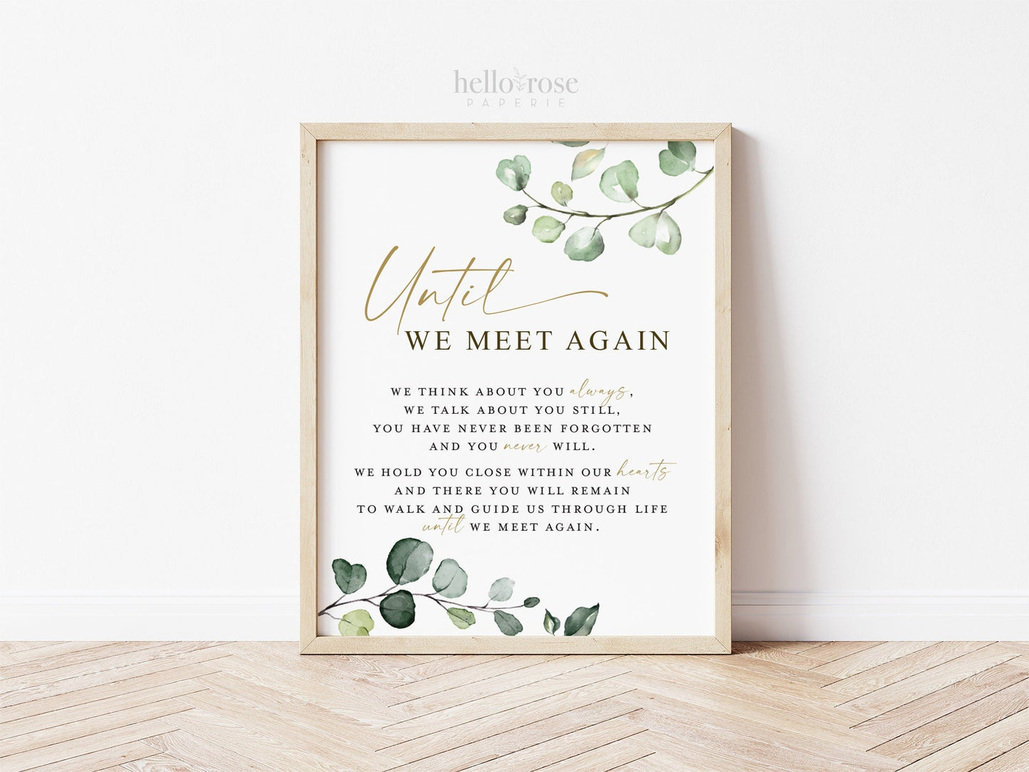 Until We Meet Again Memorial Printable Sign . In Loving Memory Wedding Photo Table Sign . Wedding Memorial Table Sign . Greenery G2