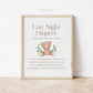 Late Night Diapers Teddy Bear Printable Game Sign . Baby Shower Girl Pink . We Can Bearly Wait. Bear with Greenery . 8x10 Instant Download