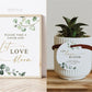 Personalized Let Love Bloom Printable Tag Sticker Label . Bridal Shower Wedding Flower Plant Favors . Greenery and Gold . PDF Download G2