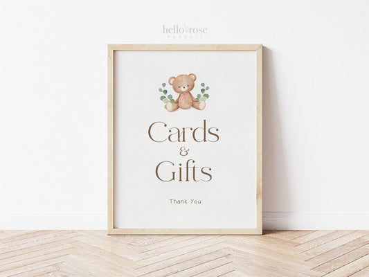 Cards and Gifts Teddy Bear Printable Sign . Baby Shower Pink Girl . We Can Bearly Wait . Brown Bear Greenery . 8x10 Instant Download