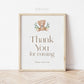 Thank You for Coming Teddy Bear Printable Sign . Baby Shower Blue Boy . We Can Bearly Wait . Brown Bear Greenery . 8x10 Instant Download