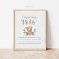Dont Say Baby Teddy Bear Printable Game Sign . Baby Shower Boy Blue . We Can Bearly Wait. Bear with Greenery . 8x10 Instant Download