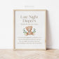 Late Night Diapers Teddy Bear Printable Game Sign . Baby Shower Boy Blue . We Can Bearly Wait. Bear with Greenery . 8x10 Instant Download