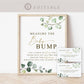 Measure the Baby Bump Baby Shower Game Sign + Cards . Boy Girl Neutral . Greenery Gold . PRINTABLE Editable Template Download Templett G2-T