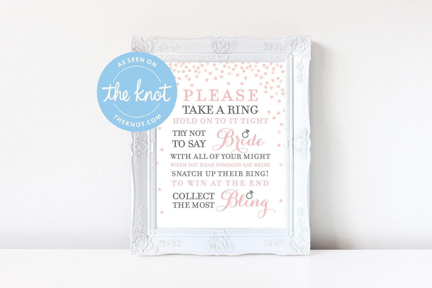 Don't Say Bride Game . Please Take a Ring . Pink and Silver Bridal Shower Game . Printable Instant Download . Pink and Silver Glitter Game