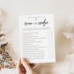 Over or Under Bridal Couples Shower Bachelorette Hens Game . Minimalist PRINTABLE Editable Template . Instant Download Templett M2-T