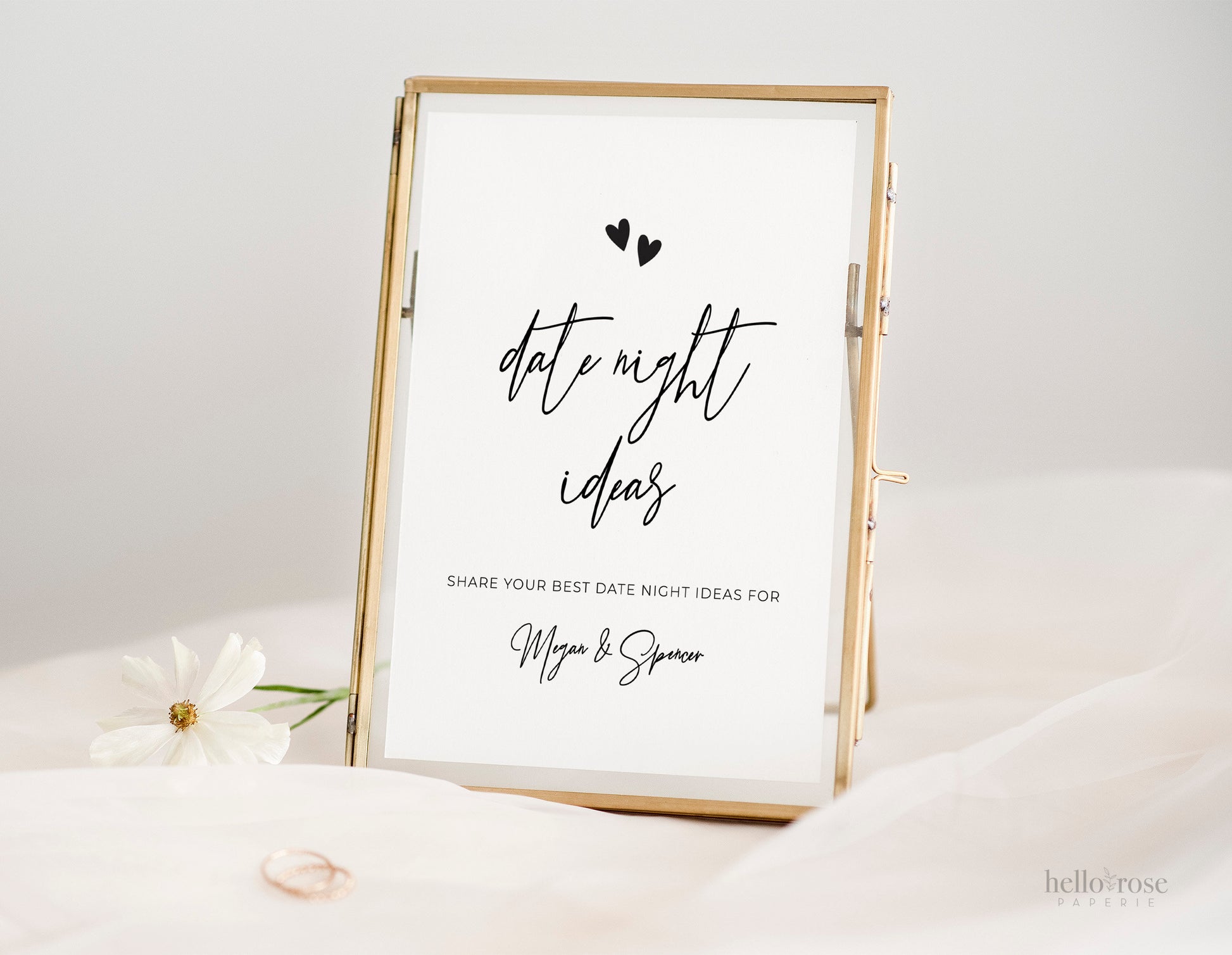 Date Night Ideas Personalized Game Template . Bridal Shower Bachelorette Hens Party Wedding . Minimalist PRINTABLE Editable Templett M2-T