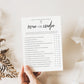 Over or Under Bridal Shower Bachelorette Hens Game . Minimalist PRINTABLE Editable Template . Instant Download Templett M2-T