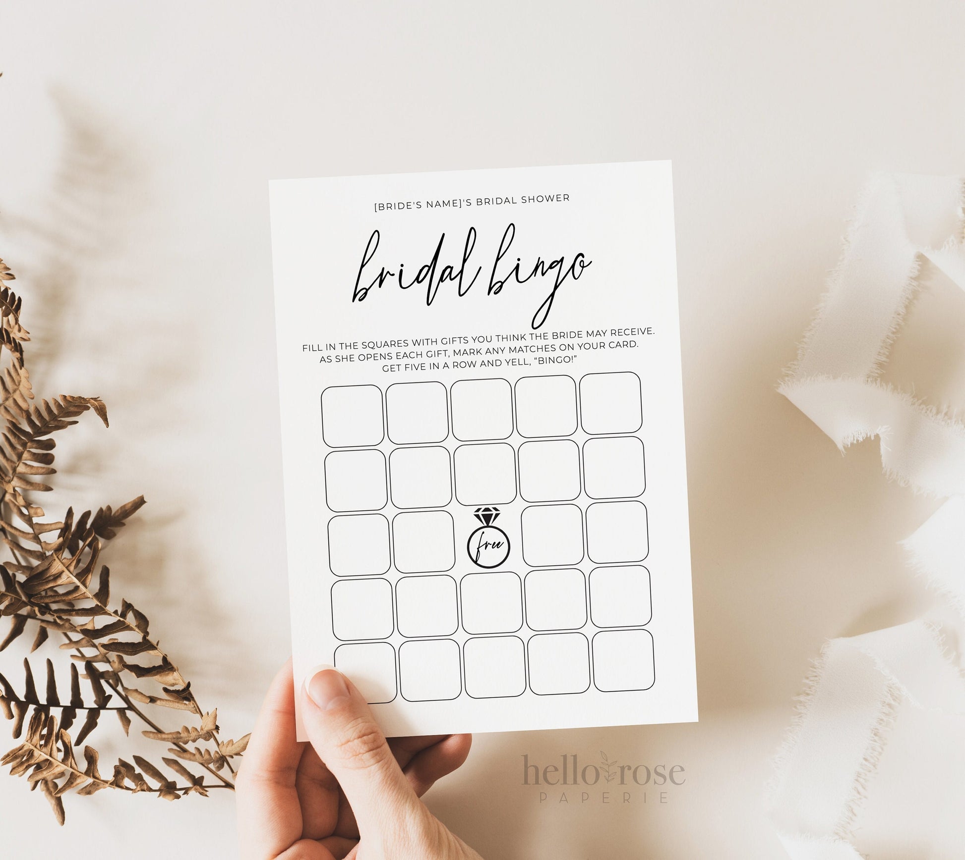 Bridal Bingo Editable Game . Bridal Shower Gift Opening Game . Minimalist PRINTABLE Editable Template . Instant Download Templett M2-T