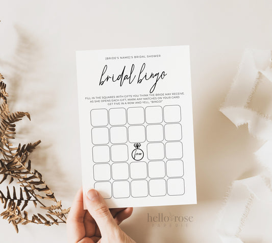 Bridal Bingo Editable Game . Bridal Shower Gift Opening Game . Minimalist PRINTABLE Editable Template . Instant Download Templett M2-T