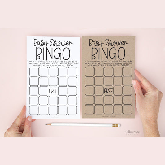 Baby Shower Bingo . Printable Baby Shower Gift Opening Game . Girl or Boy . Kraft + Minimalist Black and White . Instant Digital Download K4