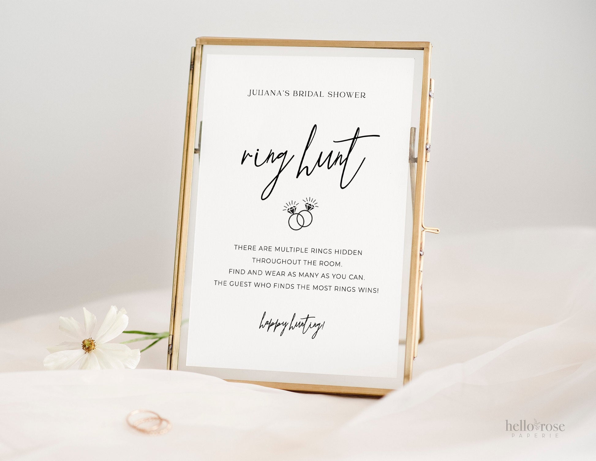 Ring Hunt Game Template . Personalized Bridal Shower Bachelorette Hens Party . Minimalist PRINTABLE Editable Instant Download Templett M2-T