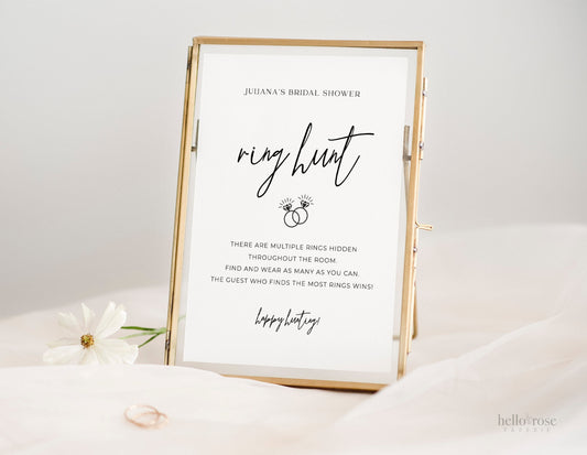 Ring Hunt Game Template . Personalized Bridal Shower Bachelorette Hens Party . Minimalist PRINTABLE Editable Instant Download Templett M2-T