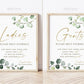 Wedding Bathroom Basket Printable Signs . Ladies and Gents Wedding Restroom . Please Help Yourself . Greenery and Gold . Instant Download G2