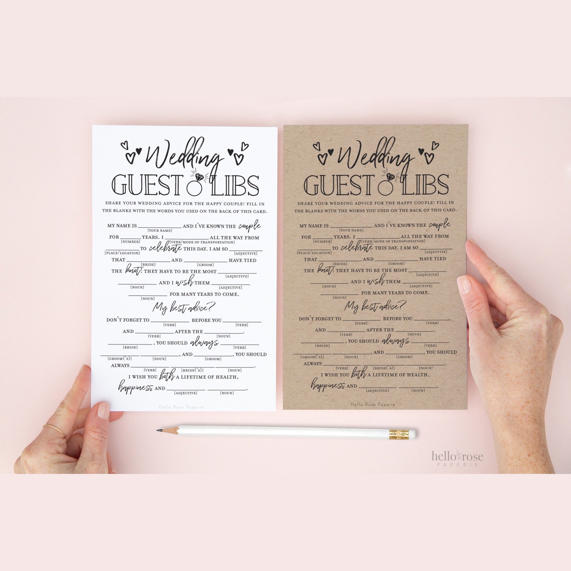Wedding Guest Libs Printable Funny Wedding Advice Mad Libs Game . Engagement Party . Kraft + Minimalist Black White . Instant Download