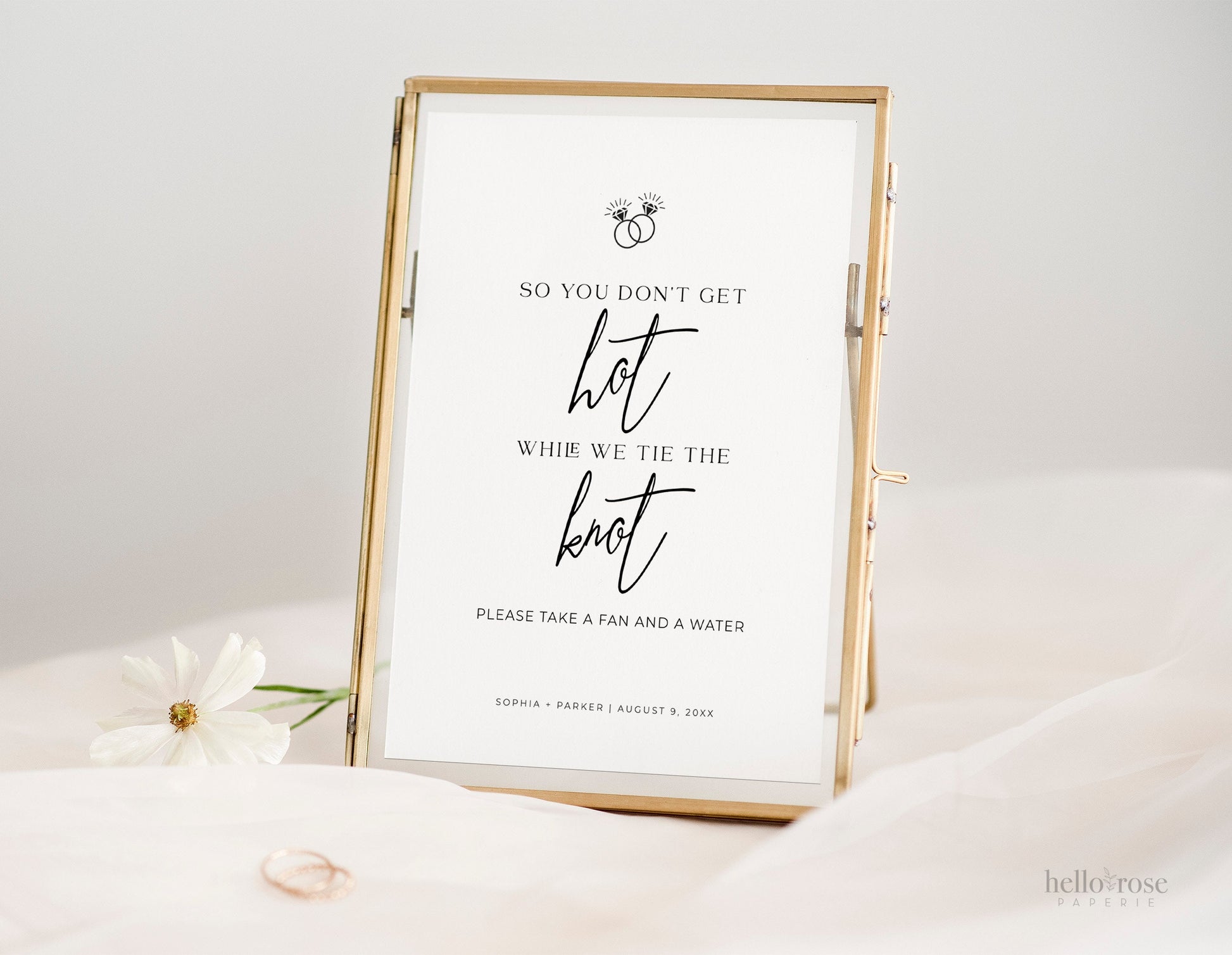 So You Don't Get Hot Take a Water Bottle Sign + Labels . Minimalist Wedding . PRINTABLE Editable Template . Instant Download Templett M2-T