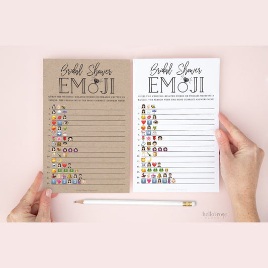 Bridal Shower Emoji Pictionary Printable Game . Wedding Bachelorette Hens Party . Kraft + Minimalist Black & White . Instant Download PDF K3