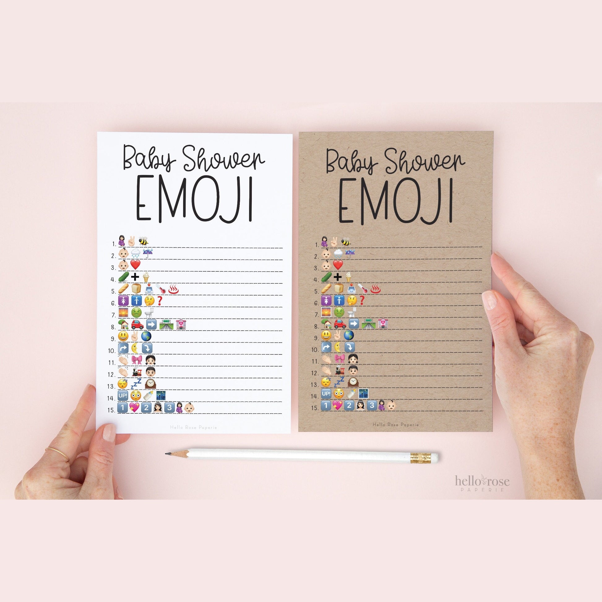 Baby Shower Emoji Pictionary Printable Game . Girl Boy Gender Neutral Baby . Kraft + Minimalist Black and White . Instant Download PDF . K4