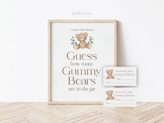 Books and Gifts Sign Template . Books for Baby . Teddy Bear Baby Shower Blue Pink Green . PRINTABLE Editable Templett Instant Download B1-T