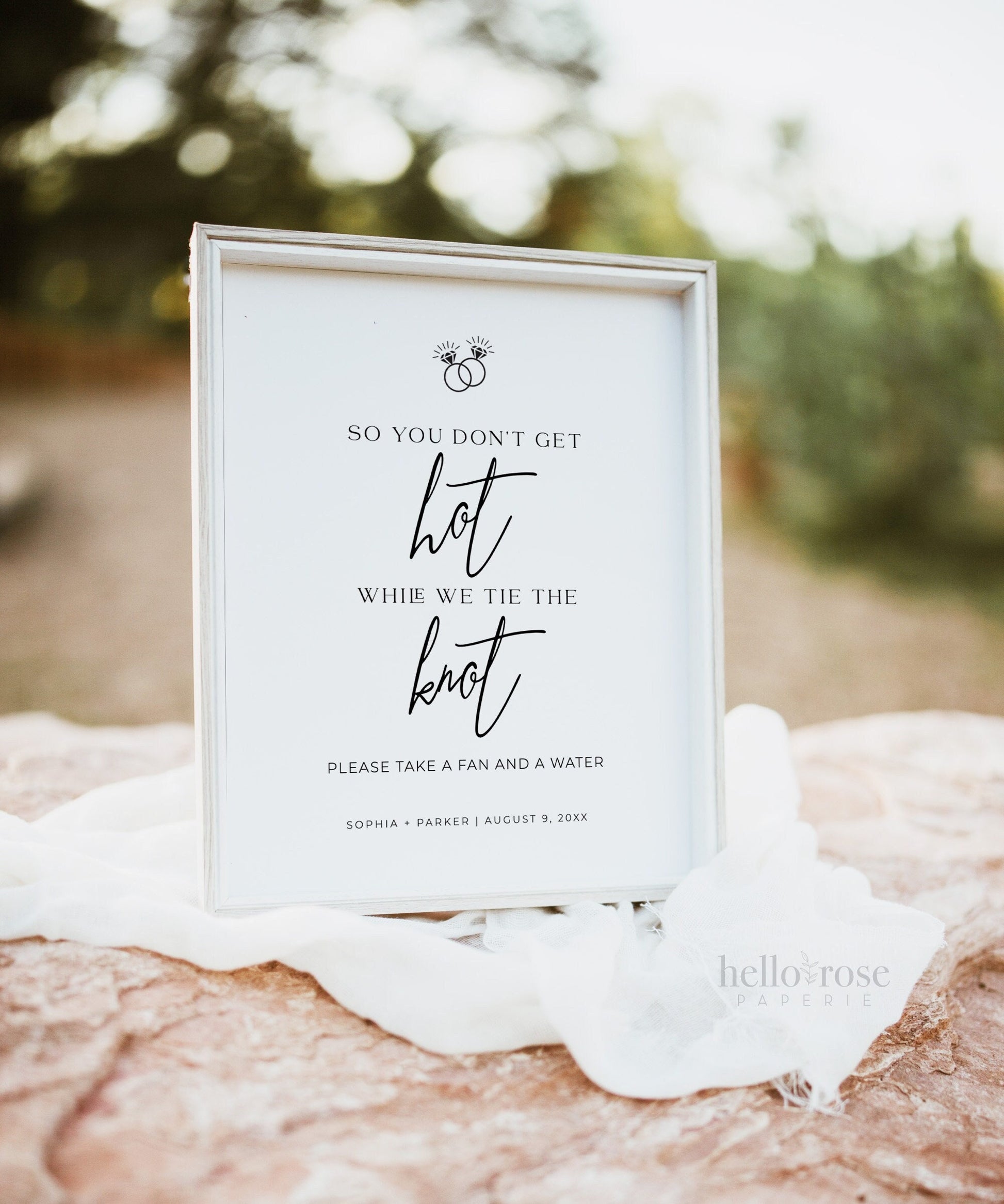 So You Don't Get Hot While We Tie the Knot Please Take a Fan Template . Wedding Minimalist PRINTABLE Editable Instant Download Templett M2-T