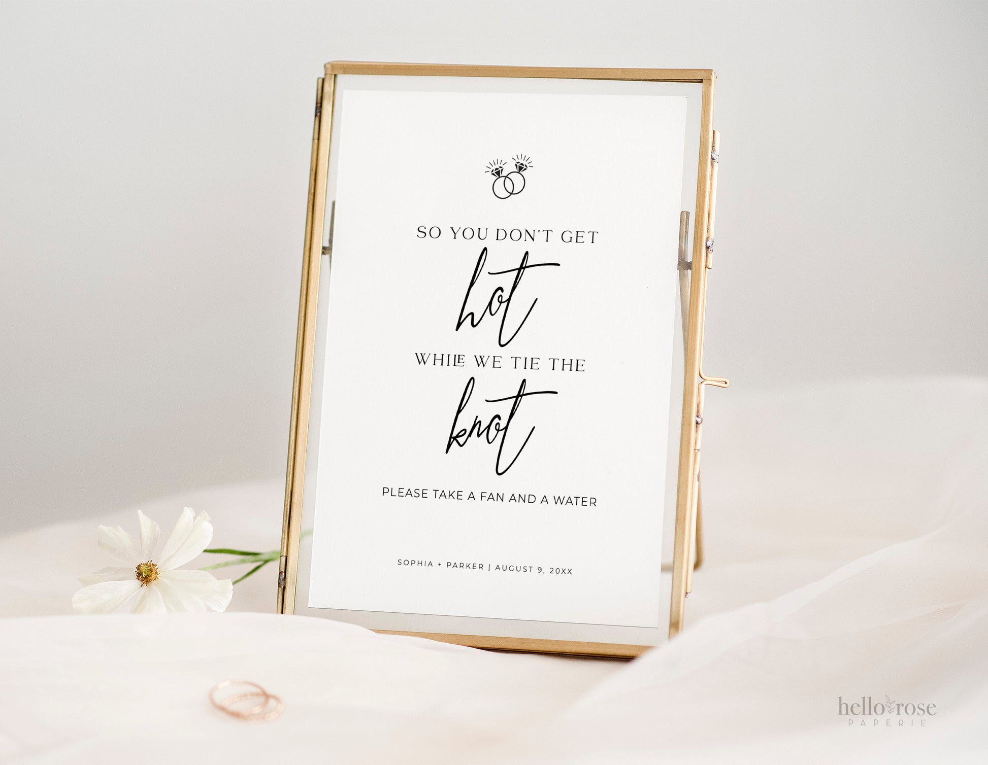 So You Don't Get Hot Take a Water Bottle Sign + Labels . Minimalist Wedding . PRINTABLE Editable Template . Instant Download Templett M2-T