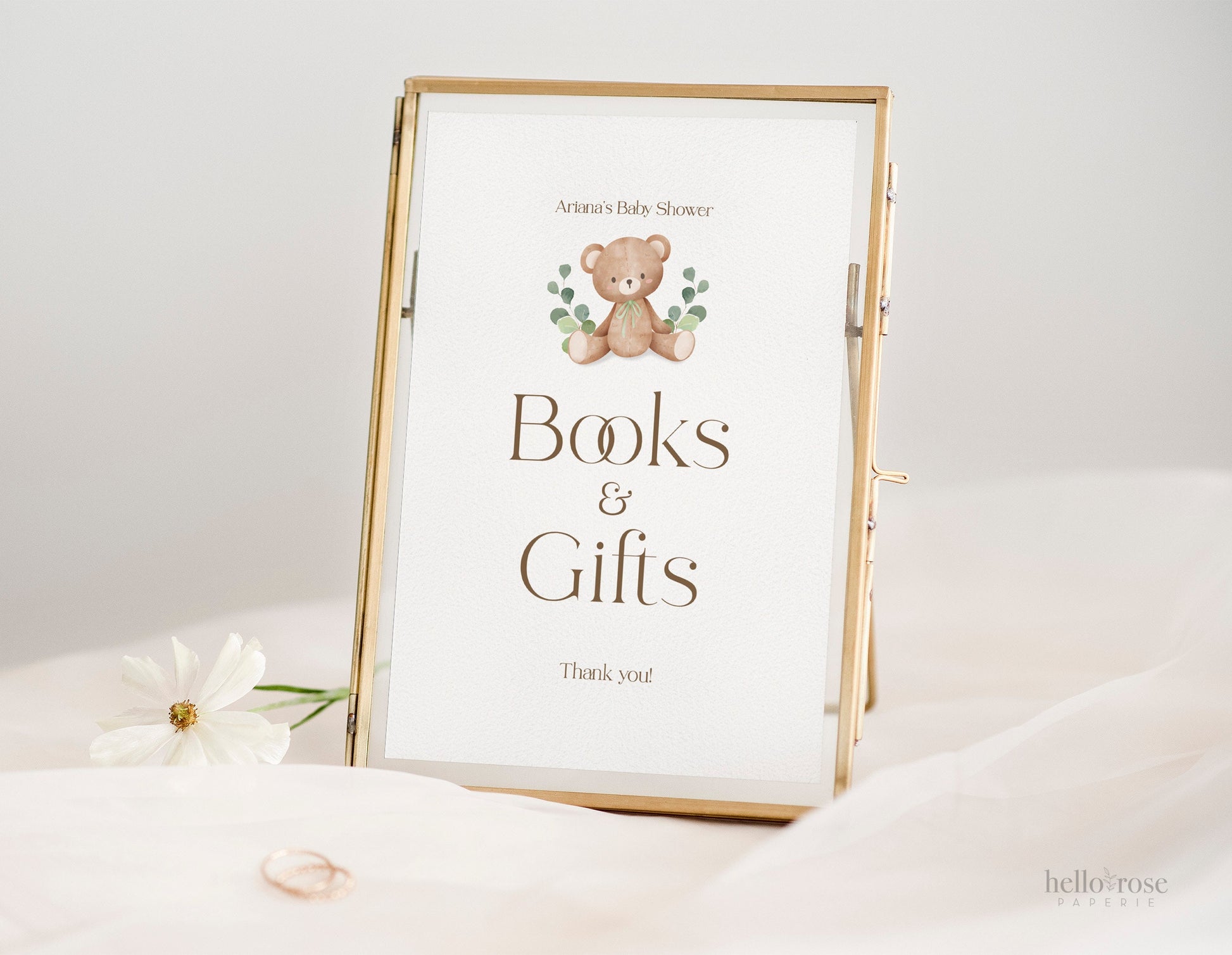 Books and Gifts Sign Template . Books for Baby . Teddy Bear Baby Shower Blue Pink Green . PRINTABLE Editable Templett Instant Download B1-T