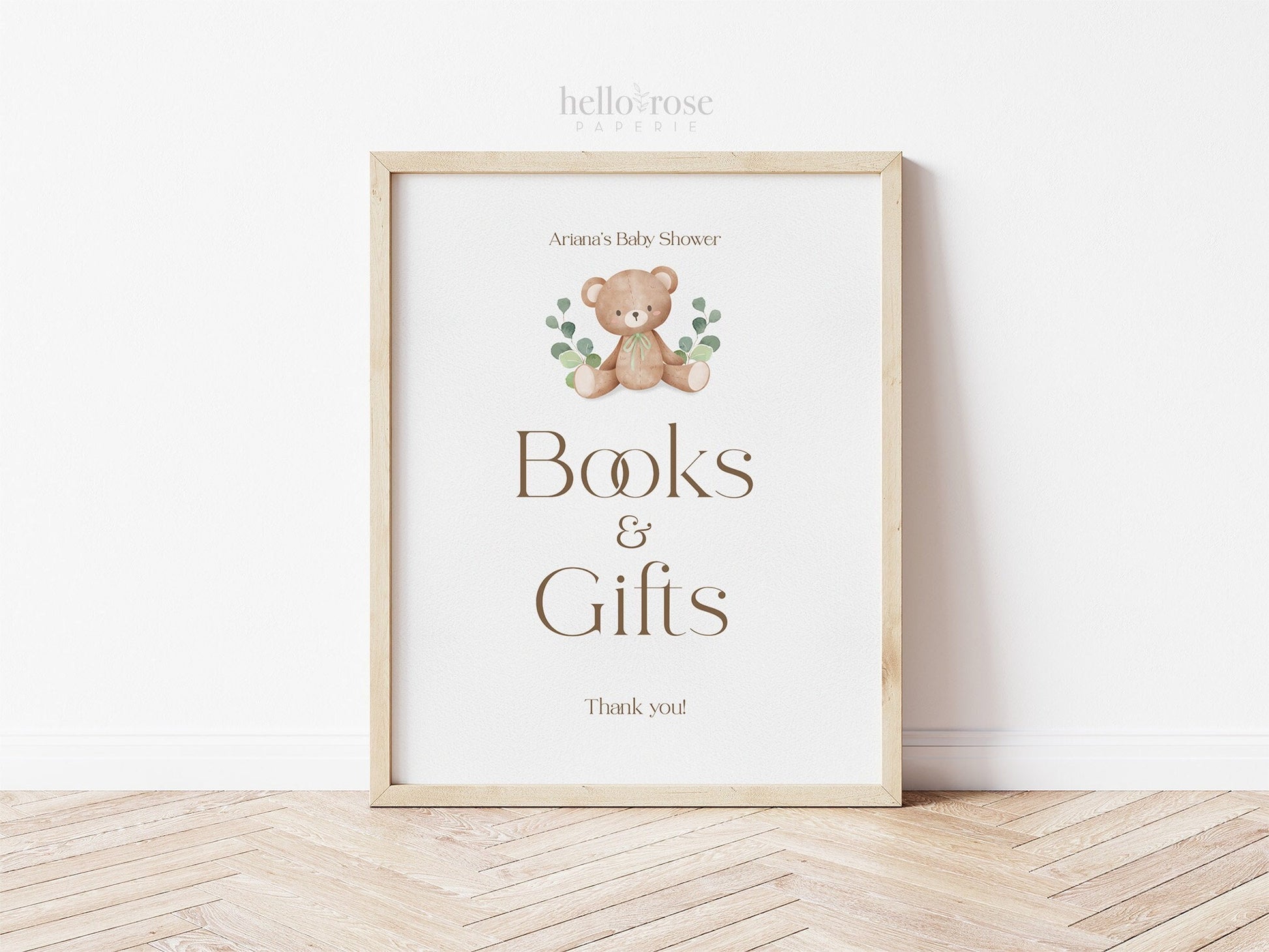 Books and Gifts Sign Template . Books for Baby . Teddy Bear Baby Shower Blue Pink Green . PRINTABLE Editable Templett Instant Download B1-T