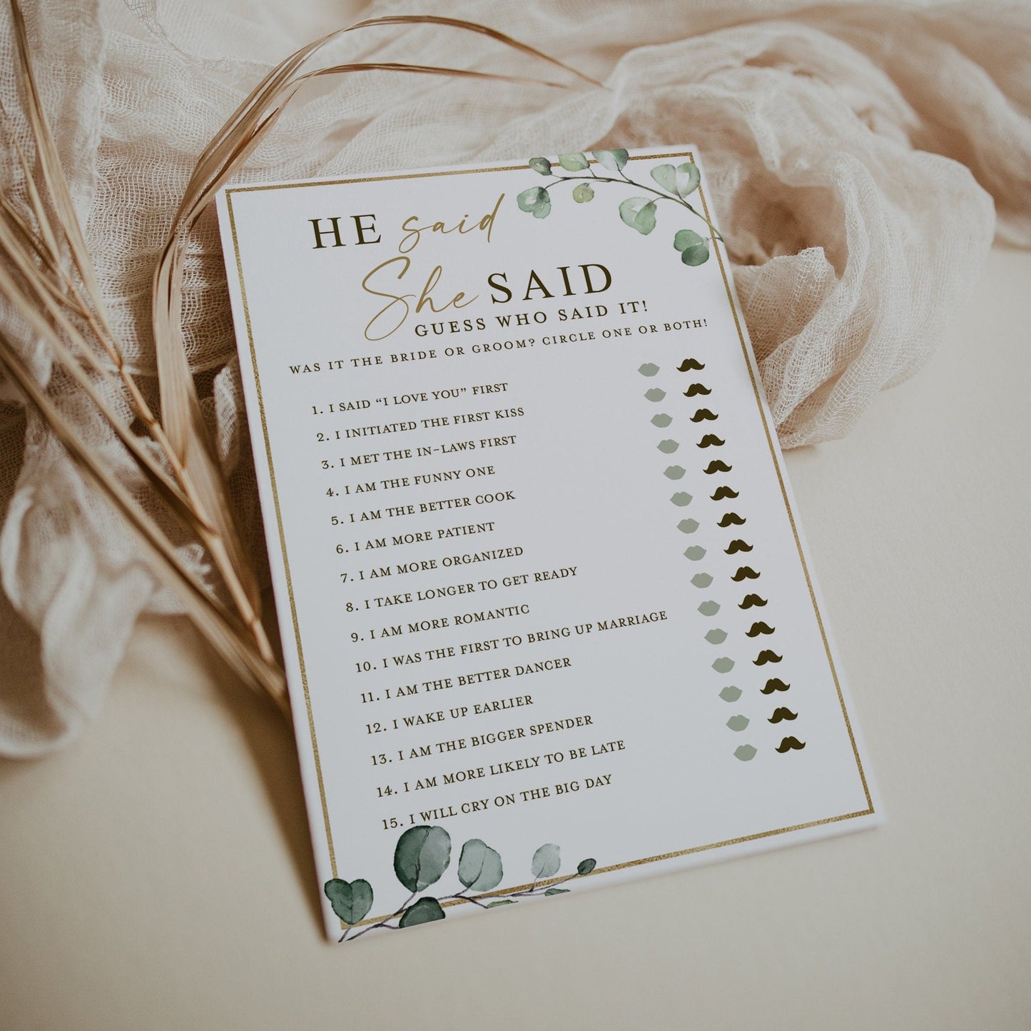 12 Bridal Shower Games Bundle Bestsellers . Printable Wedding Greenery + Gold Games . Editable Template . Instant Download Templett G2-T