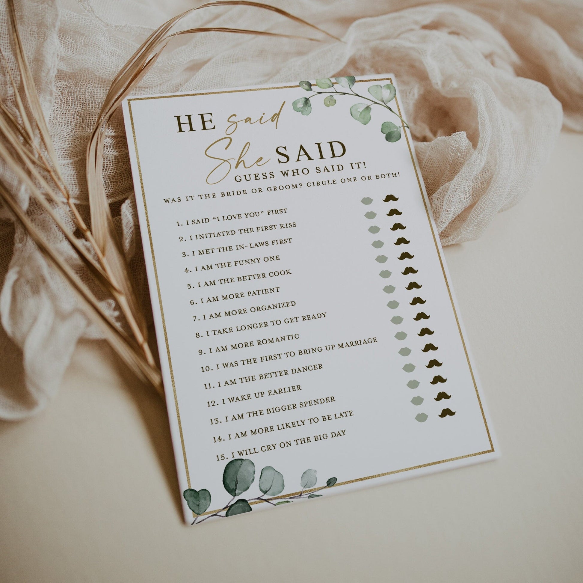 Bridal Shower Game Bundle . 15 Editable Printable Games . Greenery + Gold Best Sellers . Editable Template . Instant Download . Templett G2