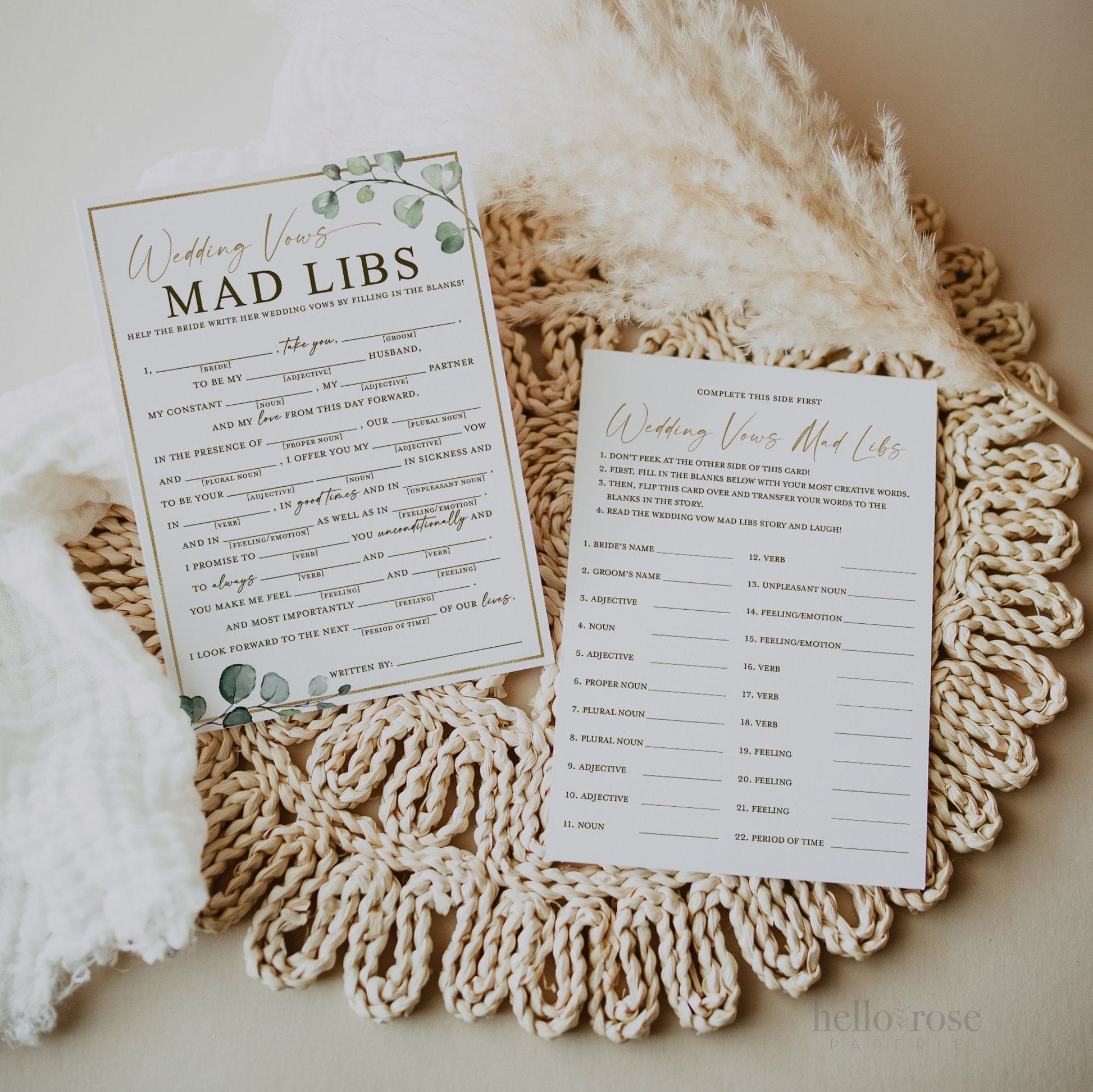 12 Bridal Shower Games Bundle Bestsellers . Printable Wedding Greenery + Gold Games . Editable Template . Instant Download Templett G2-T