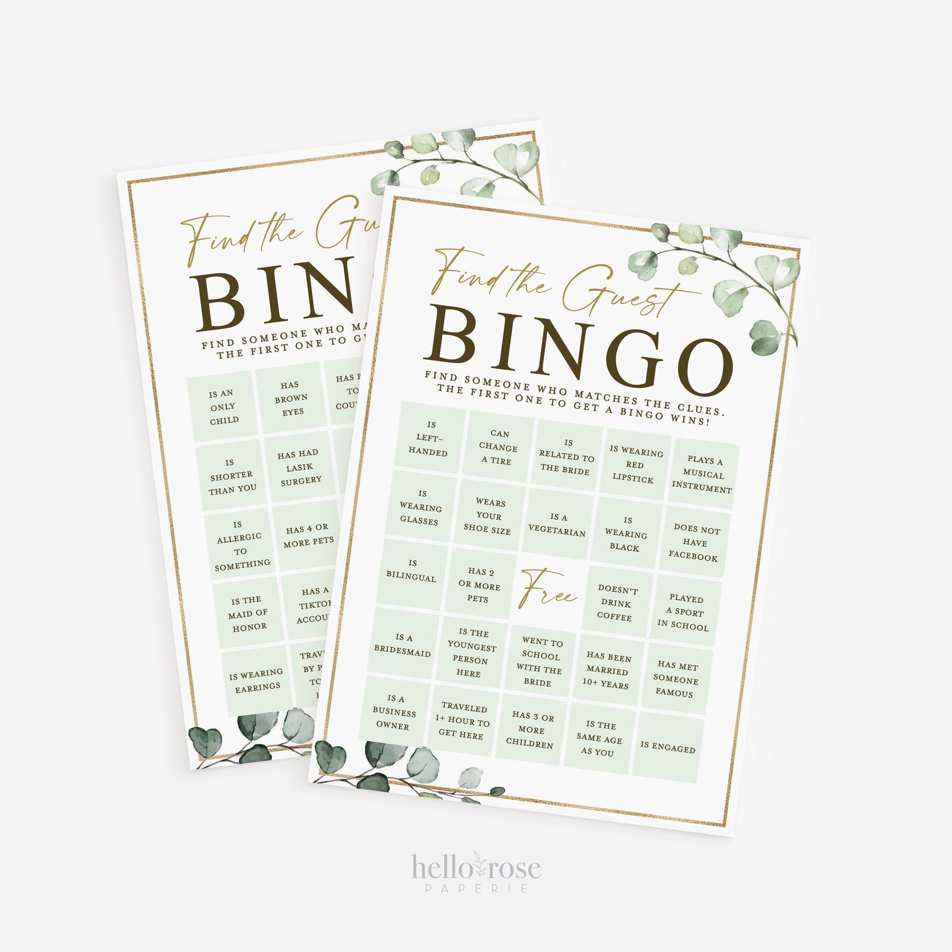 12 Bridal Shower Games Bundle Bestsellers . Printable Wedding Greenery + Gold Games . Editable Template . Instant Download Templett G2-T
