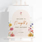 First Birthday Welcome Sign Template . Wildflowers Girl 1st Birthday . PRINTABLE Editable Poster . Instant Download Templett
