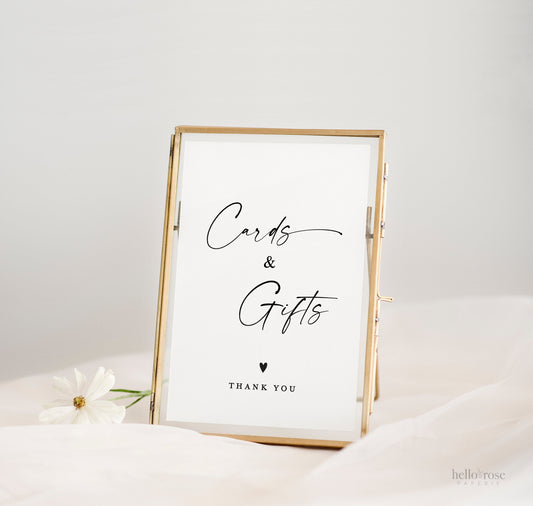 Cards and Gifts Simple Modern Sign . Wedding Baby Bridal Shower Birthday Party . PRINTABLE Editable Template Instant Download Templett SM-T