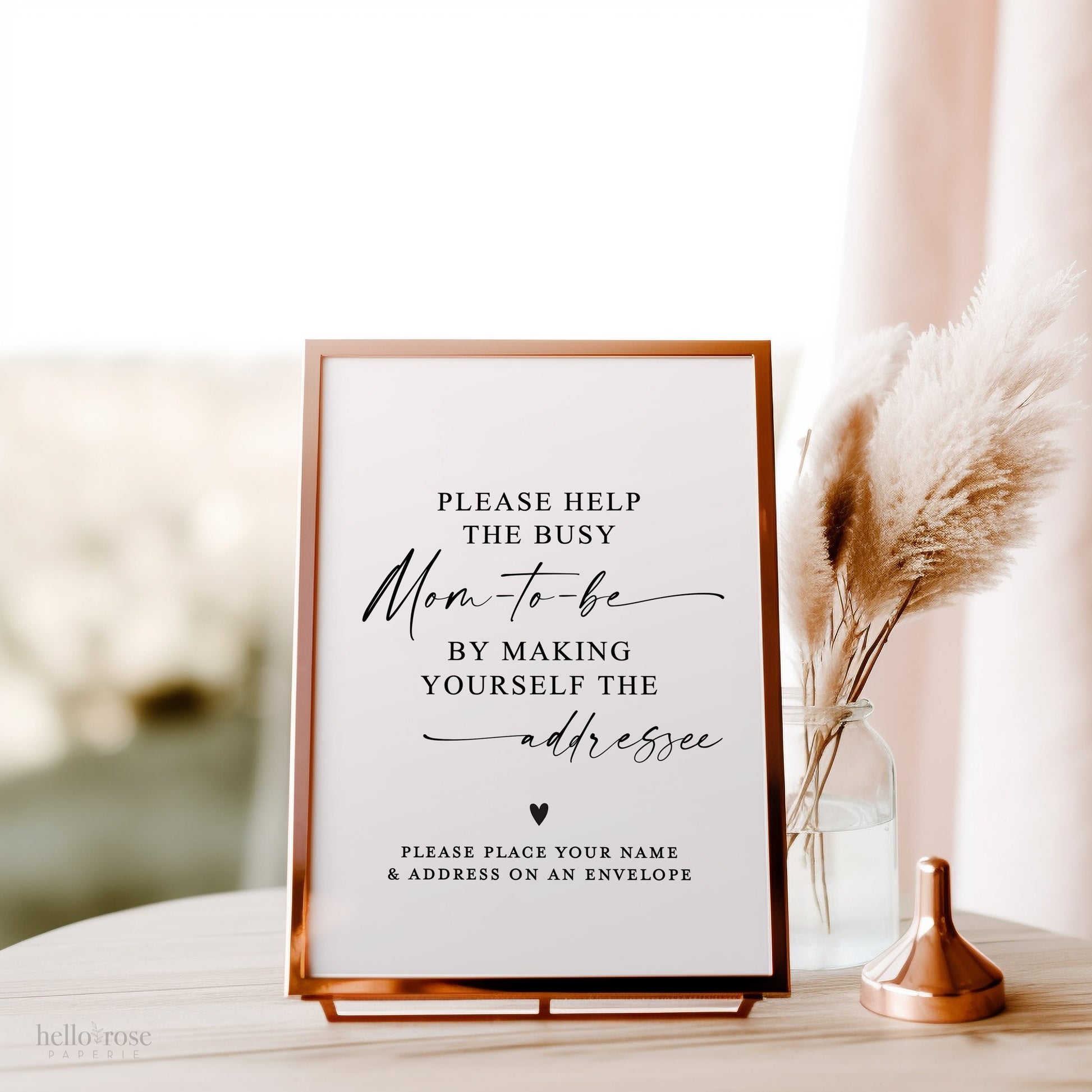 Help the Busy Mom to Be Addressee Sign Printable Template . Simple Modern . Baby Shower Thank You Cards . Instant Download Templett SM-T