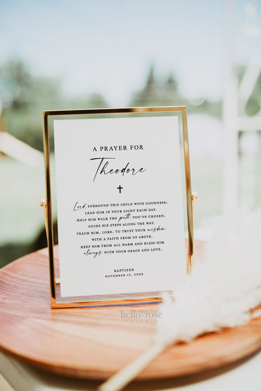A Prayer for Child Baptism Personalized . Christening Religious Christian . Greenery . PRINTABLE Editable Template Download Templett SM-T
