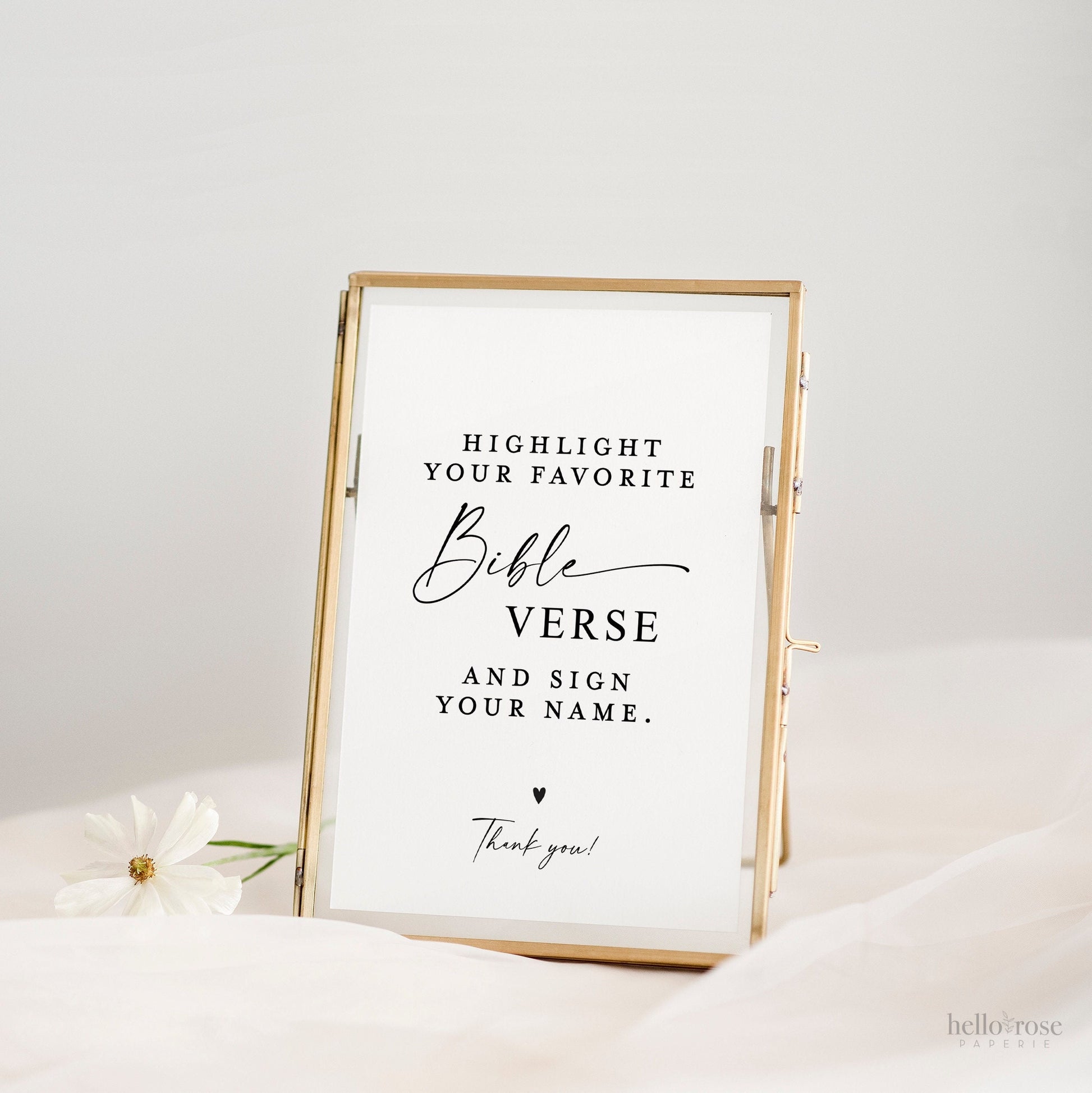 Highlight Your Favorite Bible Verse Guestbook Sign Printable Template . Minimalist Wedding Baby Bridal Shower Instant Download Templett SM-T