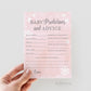 Baby Predictions and Advice Card . Winter Girl Baby Shower . Baby Advice Card . Pink and Silver . Printable Instant Download