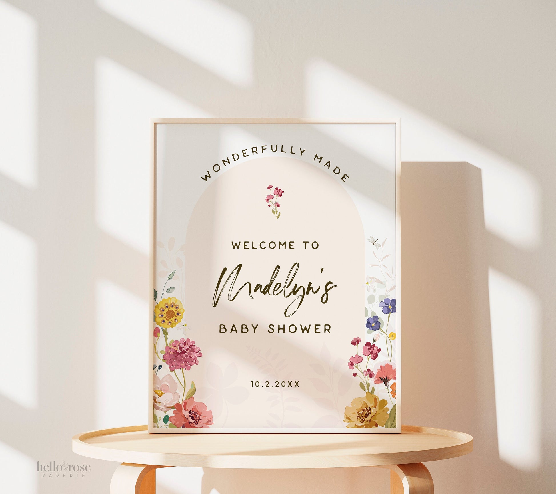 Baby Shower Welcome Sign Template . Wildflowers Girl Baby Shower . PRINTABLE Editable Poster . Instant Download Templett