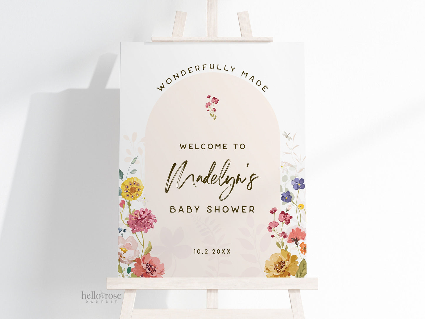 Baby Shower Welcome Sign Template . Wildflowers Girl Baby Shower . PRINTABLE Editable Poster . Instant Download Templett