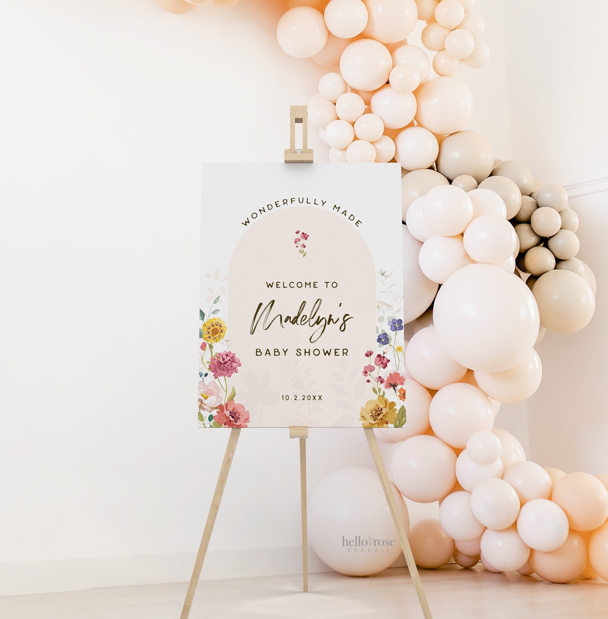 Baby Shower Welcome Sign Template . Wildflowers Girl Baby Shower . PRINTABLE Editable Poster . Instant Download Templett