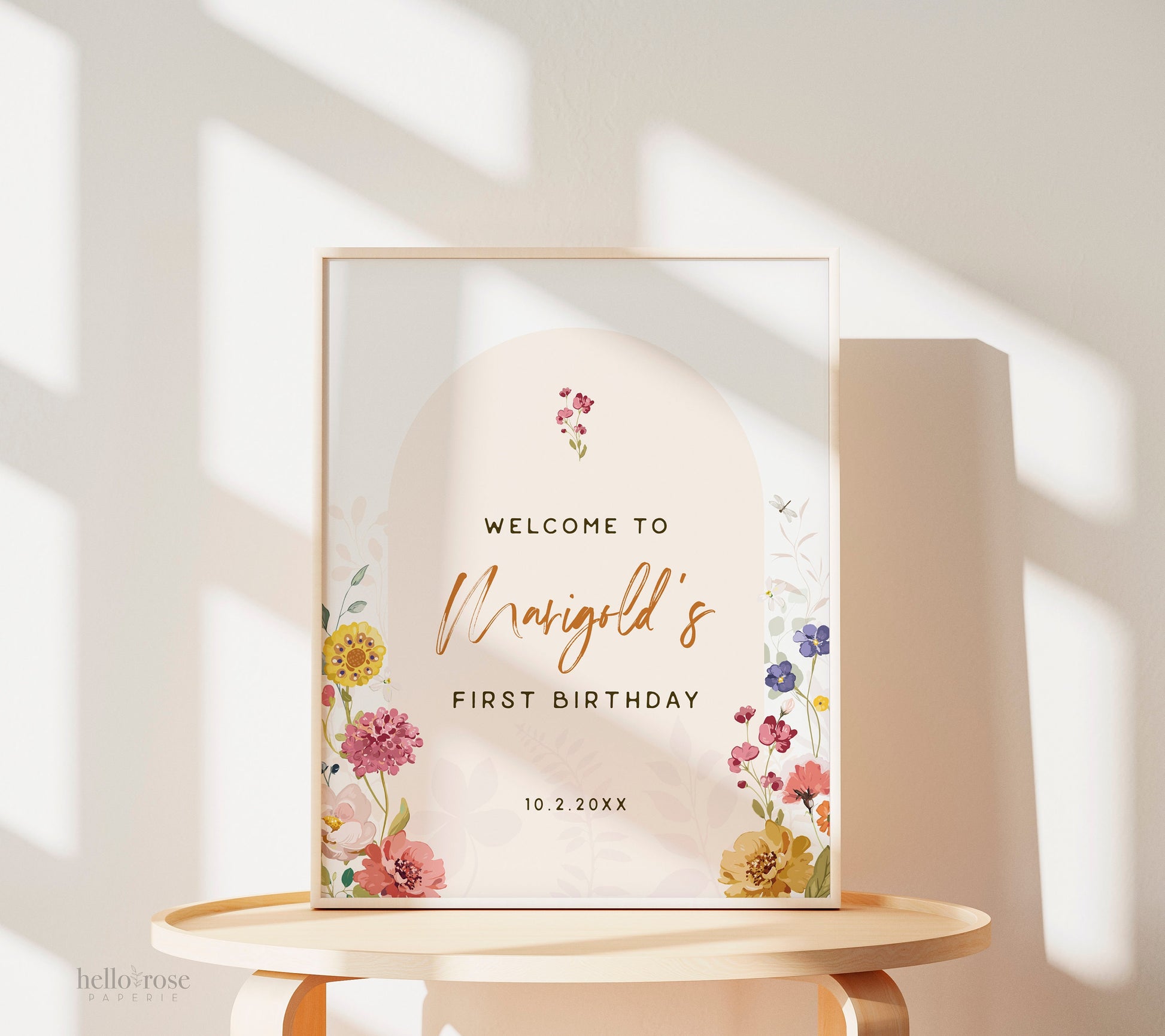 First Birthday Welcome Sign Template . Wildflowers Girl 1st Birthday . PRINTABLE Editable Poster . Instant Download Templett