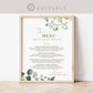 Menu Template Baby Shower . Greenery + Gold . Wedding Engagement Bridal Baby Shower Party . Editable Template Instant Download Templett G2-T