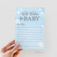 Well Wishes for Baby Card . Baby Shower Game . Baby It's Cold Outside Boy . Winter Snowflakes Blue and Silver . Printable Instant Download