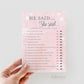 He Said She Said Baby Shower Game . Winter Snowflakes . Pink and Silver . Baby It's Cold Outside . Printable Instant Download
