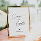 Cards and Gifts Simple Modern Sign . Wedding Baby Bridal Shower Birthday Party . PRINTABLE Editable Template Instant Download Templett SM-T