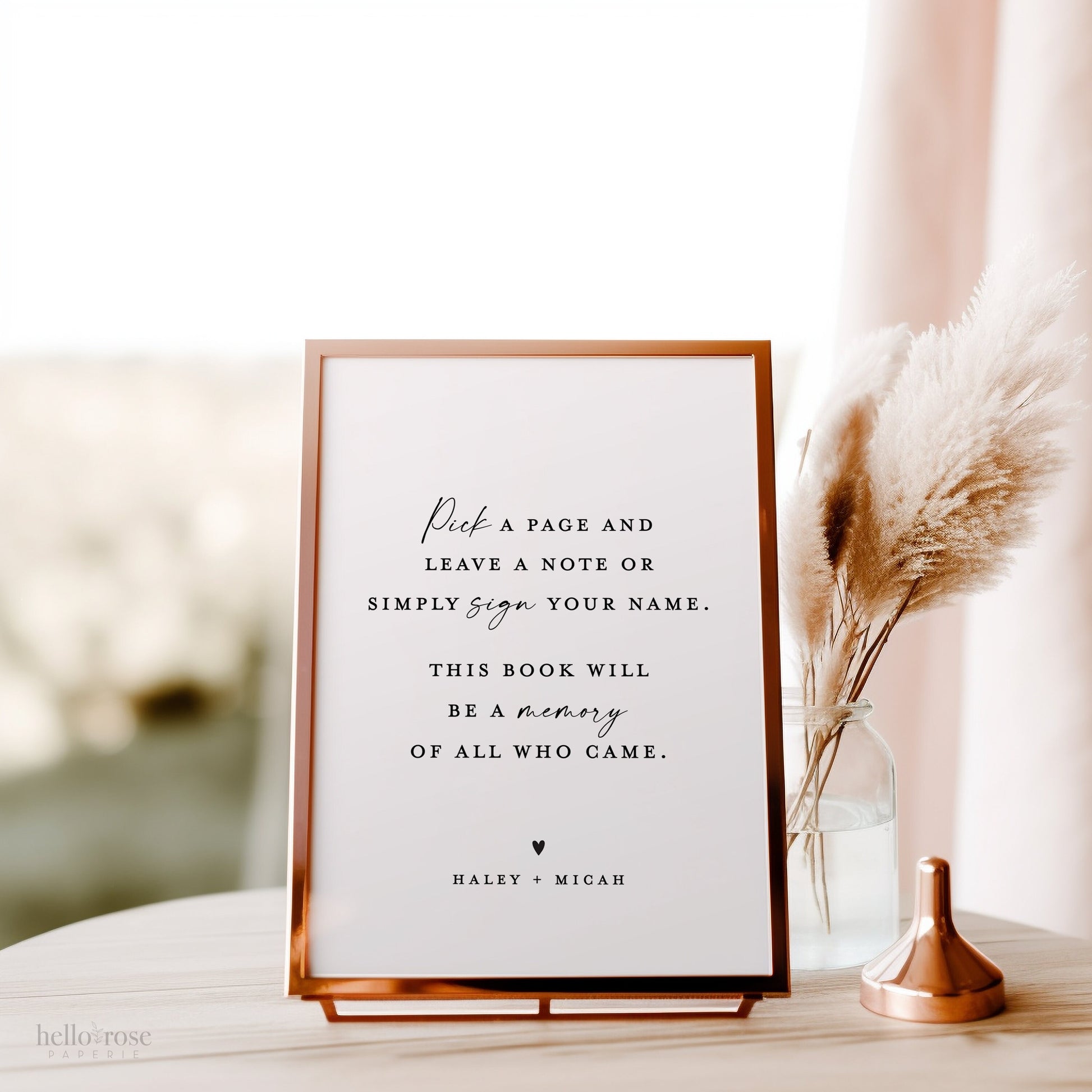 Pick a Page Leave a Note Memory Guestbook Sign Printable Template . Minimalist Wedding Baby Bridal Shower . Instant Download Templett SM-T