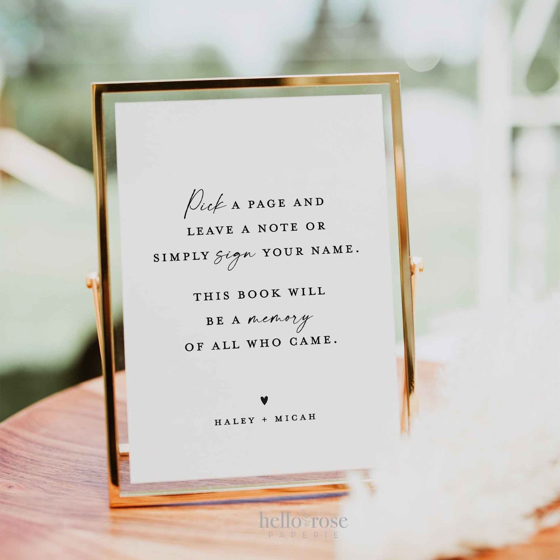 Pick a Page Leave a Note Memory Guestbook Sign Printable Template . Minimalist Wedding Baby Bridal Shower . Instant Download Templett SM-T