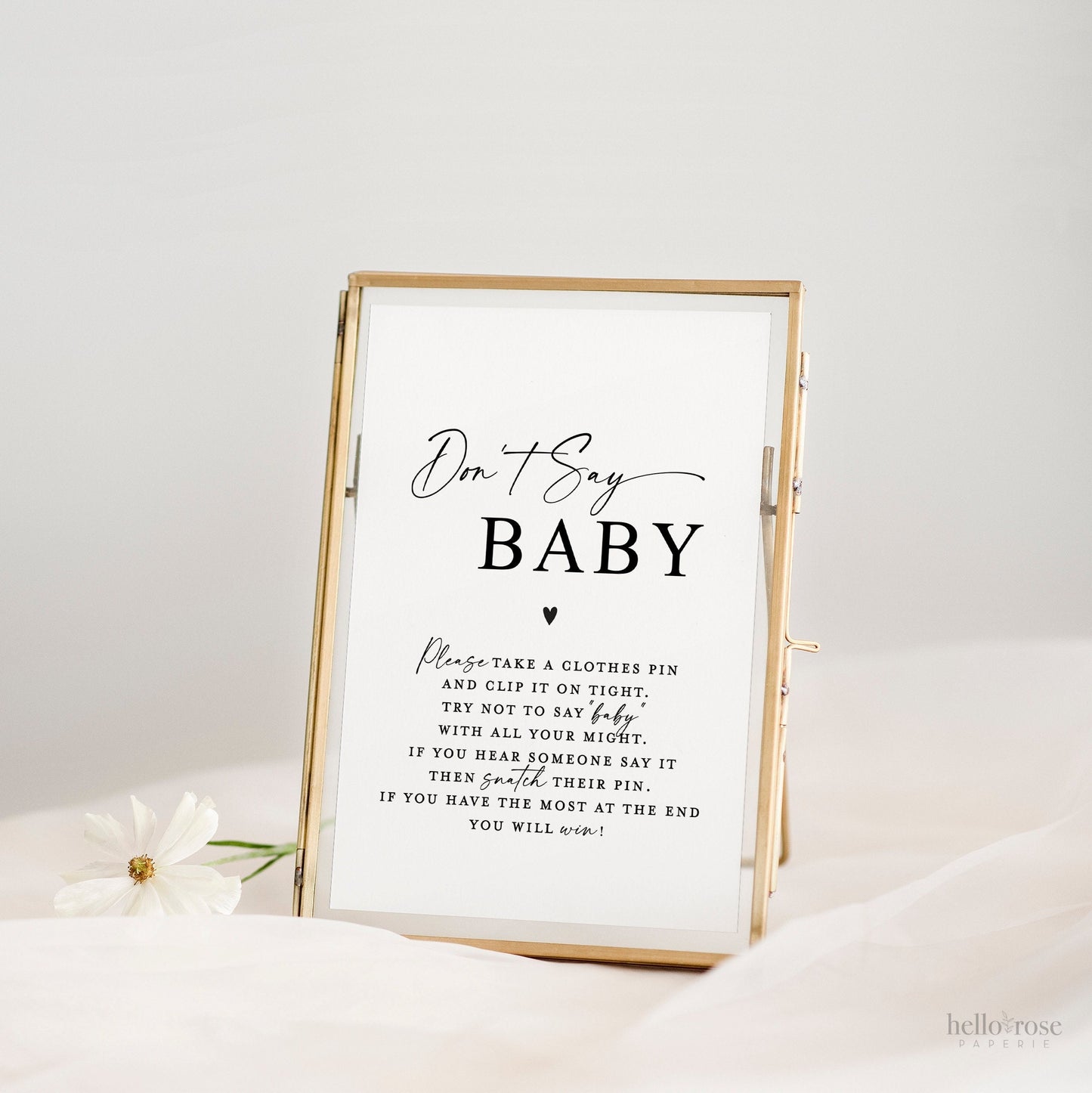 Don't Say Baby Game Table Sign . Boy Girl Neutral Baby Shower . Minimalist . PRINTABLE Editable Template Instant Download Templett SM-T