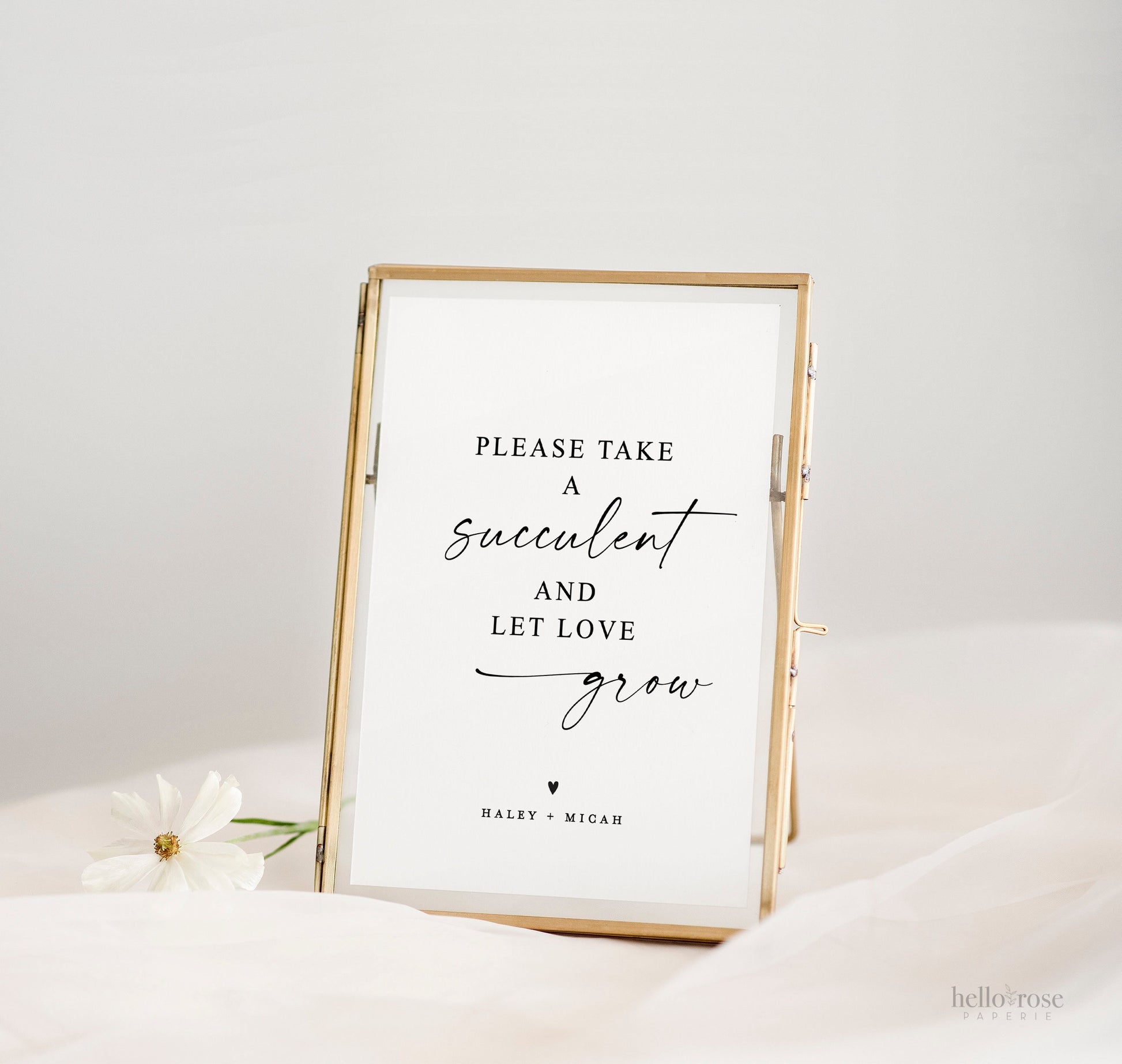 Let Love Grow Please Take a Succulent Sign . Wedding Engagement Party Bridal Shower Simple Modern . Template Instant Download Templett SM-T